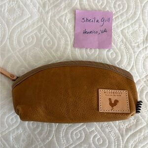 Camel leather cosmetic bag